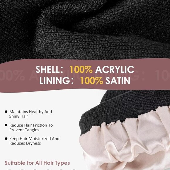 Trendy Women's Satin Lined Winter Beanie, Scarf & Touchscreen Gloves Set - Beige - Picture 2 of 7